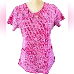 MED COUTURE 4-EVER FLEX. STYLE 3413. SIZE SMALL. NWT. PINK, RED & WHITE. A19